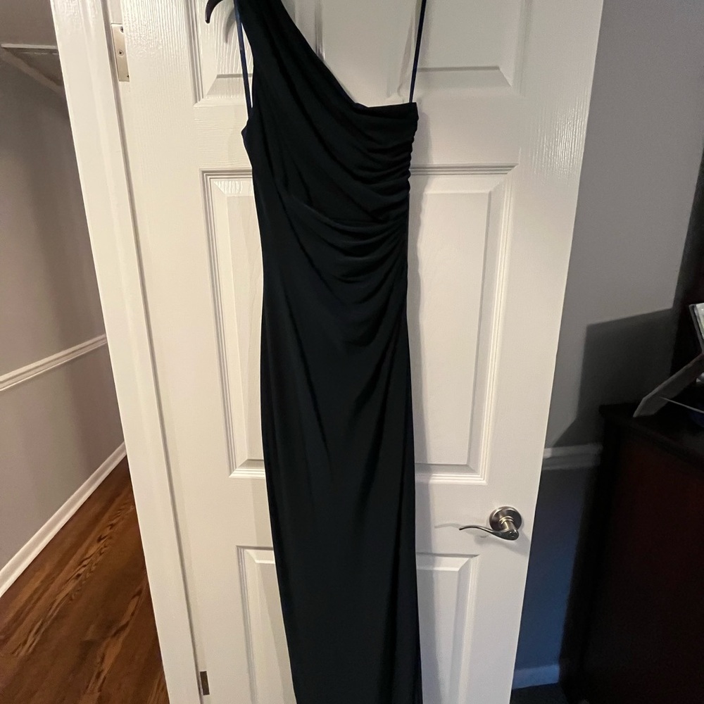 Lauren Ralph Lauren Midnight Blue Evening One Shoulder Gown - Picture 2 of 6